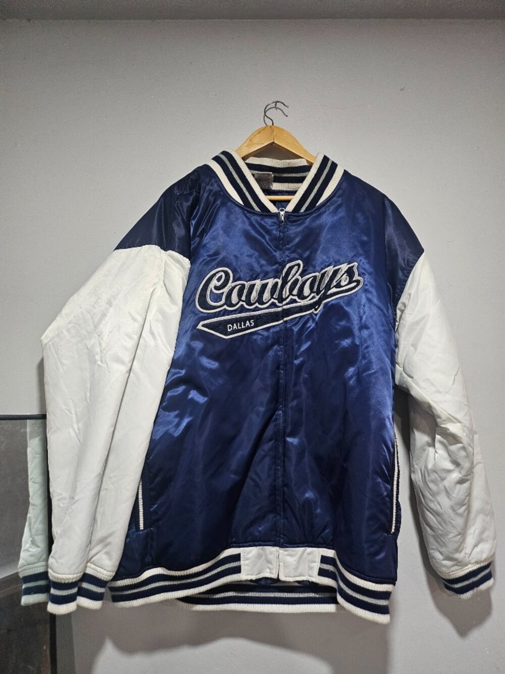 Vintage 90s Dallas Cowboys Reversible Satin Bomber Jacket XL